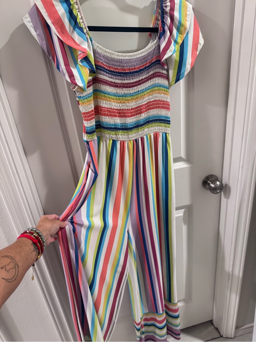 Multicolor Striped Off-Shoulder Jumpsuit